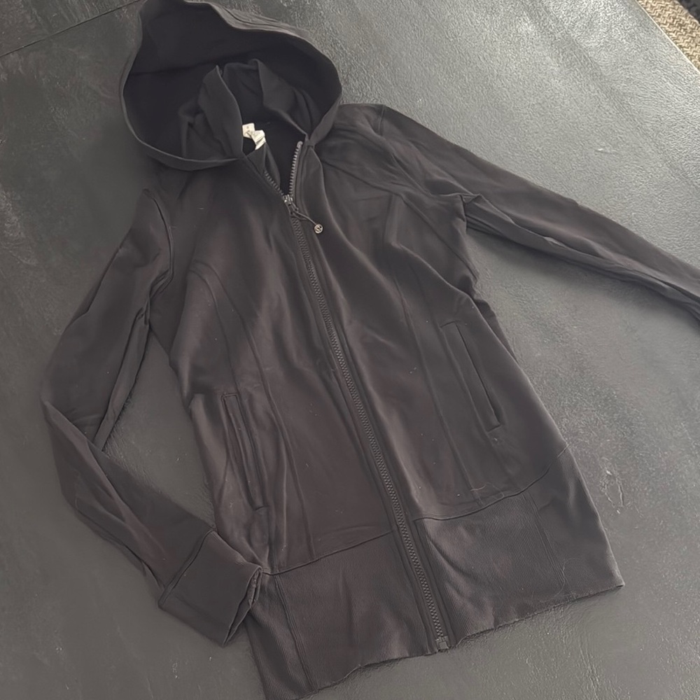Lululemon Black Hooded Zip-Up Jacket long style